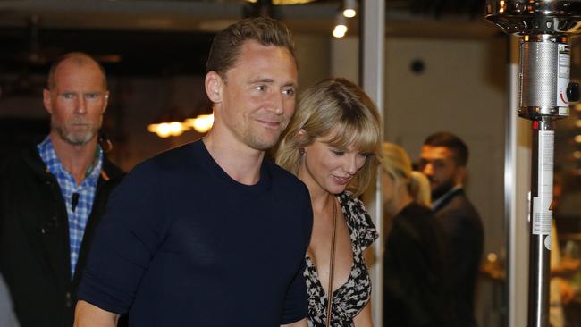 Taylor Swift and Tom Hiddleston leaving Gemelli Italian at Broadbeach. Picture: Jerad Williams.