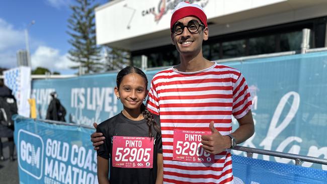 Isabelle and Ethan Pinto dressed up to watch the 2024 Gold Coast Marathon Half Marathon.