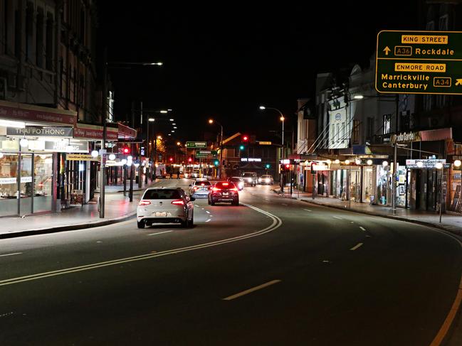 Empty King St, Newtown. Hospitality businesses hit by the lockdown can benefit from relief grants and an extension of Dine and Discover Vouchers. Picture: Adam Yip