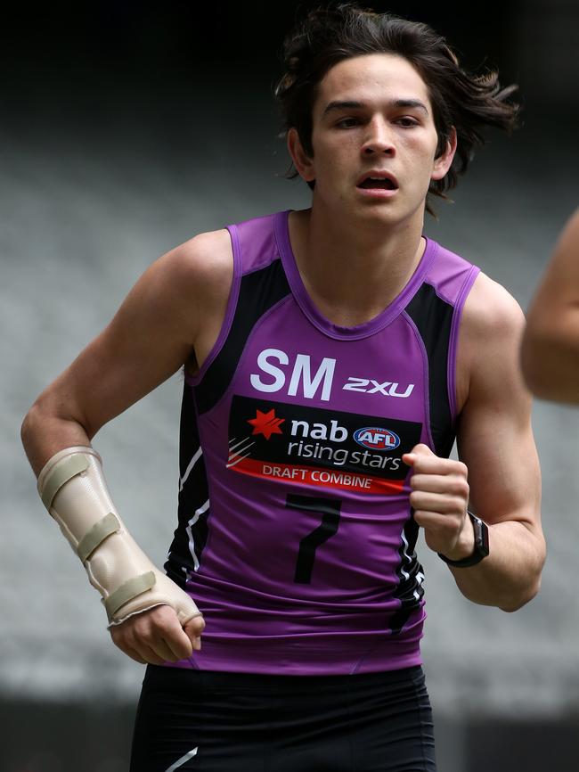 Zac Fisher in action during the AFL Draft Combine. Picture: Mark Dadswell