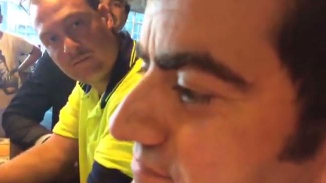 Sam Dastyari copped racist taunts in a Melbourne Pub in a video posted to Facebook by the far right group Patriot Blue. (Pic: Facebook)