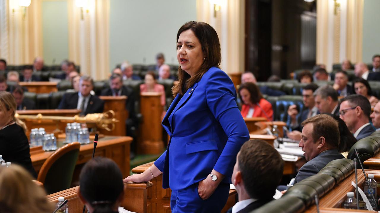 The premier led an emotional afternoon in Queensland parliament. Picture: Dan Peled/NCA NewsWire