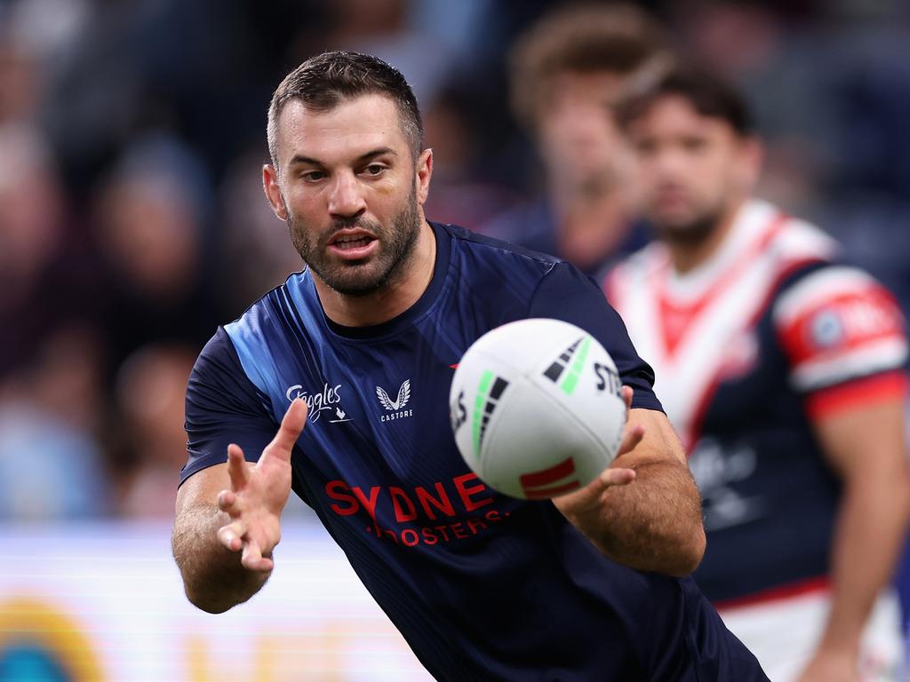 James Tedesco of the Roosters warms up during the round four NRL match between Sydney Roosters and Penrith Panthers at Allianz Stadium.