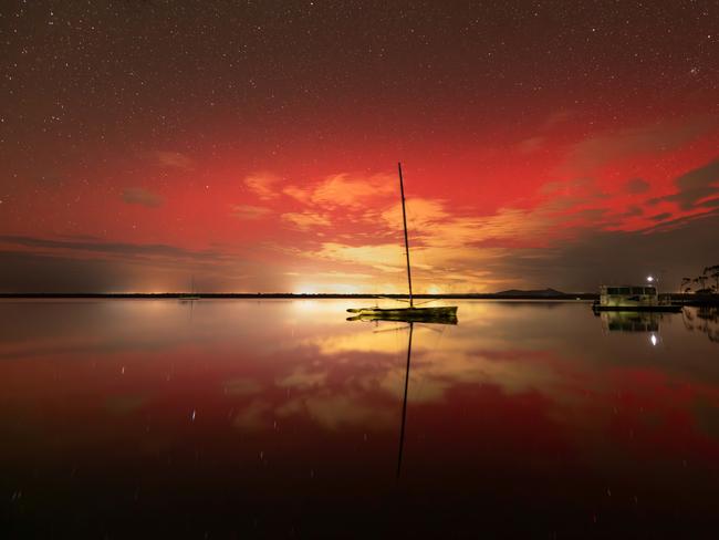 The Aurora Australis from Lake Cootharaba at Noosa. Picture: George Berg Photography