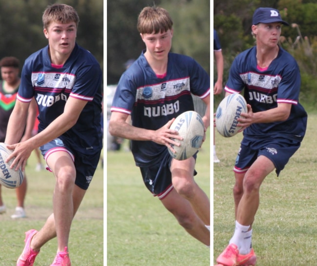 Billy Whillock, Paddy Grose and Rory Madden of Dubbo Mens 20s. Pictures: Elisha Bailey