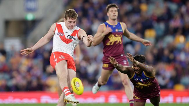 Angus Sheldrick stepped up for the Swans against the Lions. Picture: Russell Freeman/AFL Photos via Getty Images