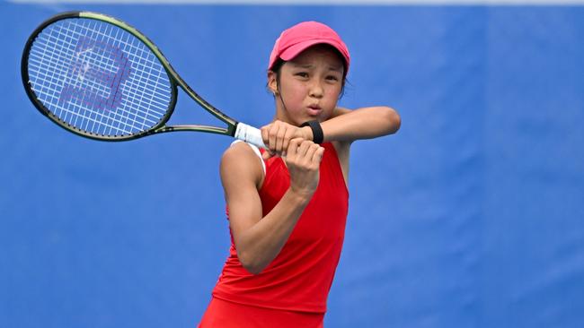 November 7: Emma Esenova at the 2024 12/u and 14/u Australian Junior Tour Finals at Sydney Olympic Park Tennis Centre in Sydney on Thursday, November 7, 2024. Photo by TENNIS AUSTRALIA/ JAMES GOURLEY