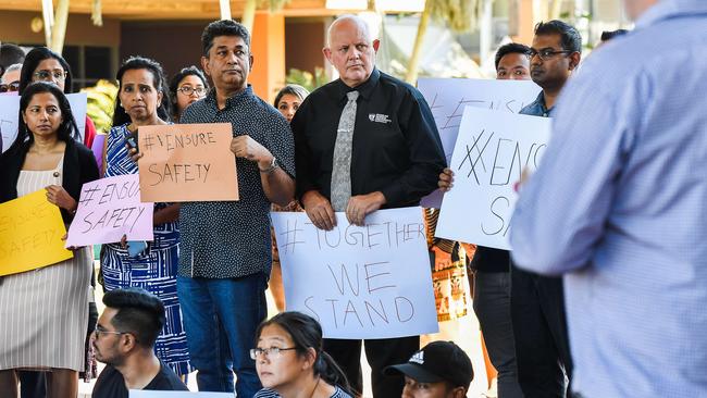 Vice-Chancellor Scott Bowman lifted a banner of his own to show his support for his community. Pic: Pema Tamang Pakhrin