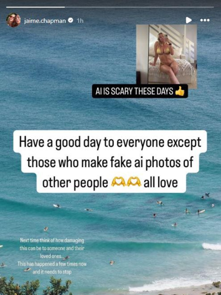 Jaime Chapman’s post about the deepfake AI photo.
