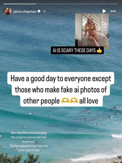 Jaime Chapman’s post about the deepfake AI photo.