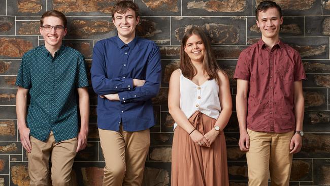 Top Year 12s Elijah Schutz, Bradyn Walsh, Bella Bradford and Matthew Giddings at Victoria Park on Tuesday.<b> Picture: </b>Matt Loxton