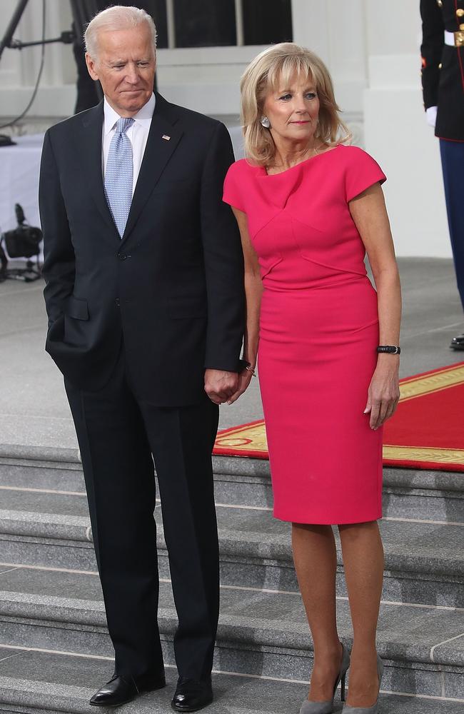 A crimson cap-sleeved pencil dress in 2017. Picture: Getty Images