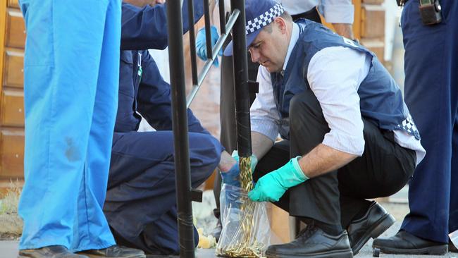 SA Police recover bullets from a bedframe belonging to Agape Ministries in May 2010.