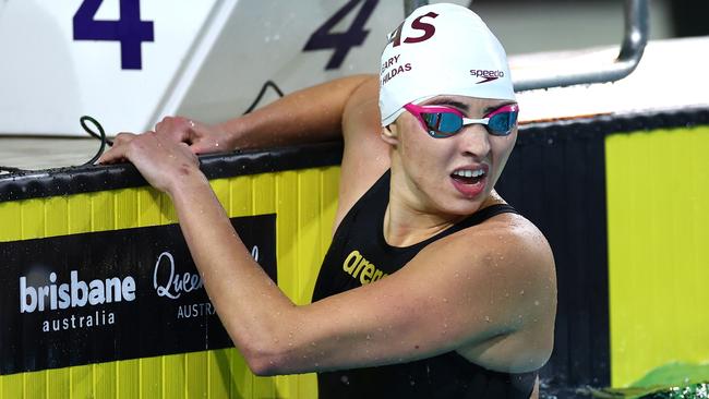 Alexa Leary of Queensland reacts after winning the 100m Freestyle. (Photo by Quinn Rooney/Getty Images)
