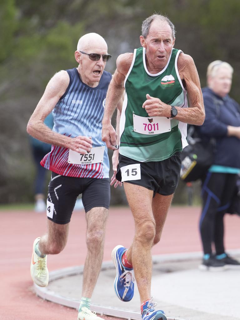 2024 Australian masters games at the Domain Athletics Centre, Robert Gunn 74 Tas 5000m. Picture: Chris Kidd