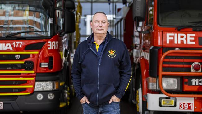 United Firefighters Union boss Peter Marshall says CFMEU legislation should be challenged in the High Court. Picture: Aaron Francis