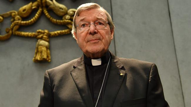 Cardinal George Pell looks on as he makes a statement at the Holy See Press Office, Vatican City on June 29, 2017. Photo: Alberto Pizzoli