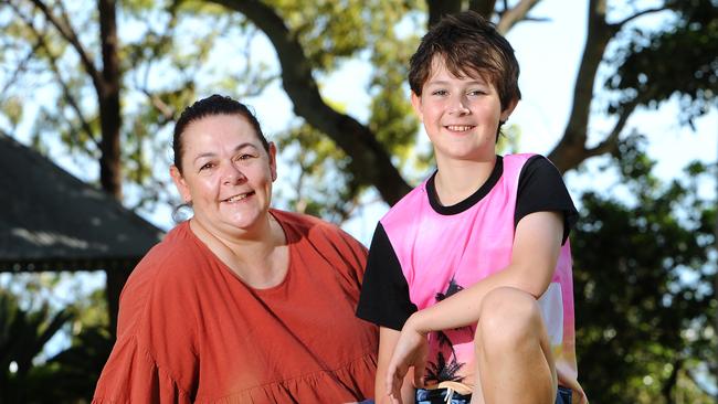 Oliver Howe age 10 has had three liver lifesaving liver transplants and is here with his mum Nichole Sutcliffe in Shorncliffe. Picture: John Gass