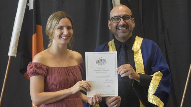 Georgina Louise Johnson, from the United Kingdom, became an Australian citizen on Australia Day. Picture: Sierra Haigh