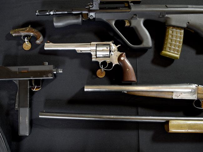 MELBOURNE, AUSTRALIA - NewsWire Photos FEBRUARY 3, 2022: Some of the illegal and unregistered firearms seized by Victoria Police. Picture: NCA NewsWire / Andrew Henshaw