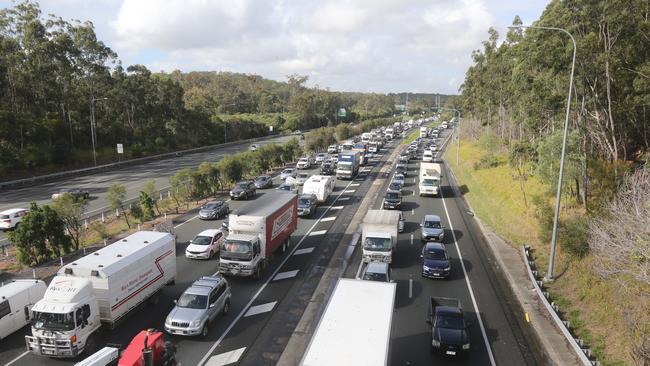 Traffic Gridlock M1 as seen from Smith st Overpass. Picture Mike Batterham