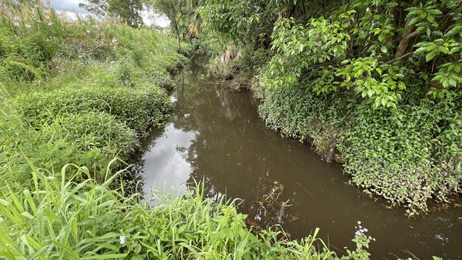 In a welfare check gone horribly wrong, a police sergeant’s head was allegedly held under water in this creek until a good Samaritan stepped in to help. Picture: David Bonaddio