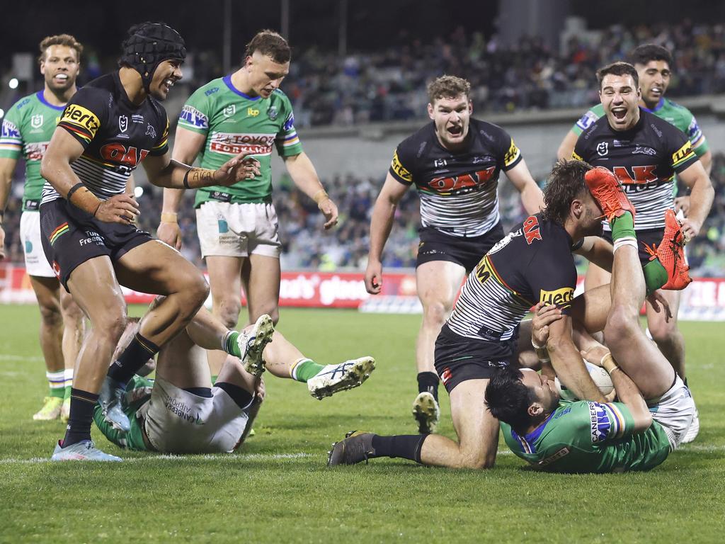 Jaeman Salmon sealed the game when he scored a try. Picture: Mark Evans/Getty Images