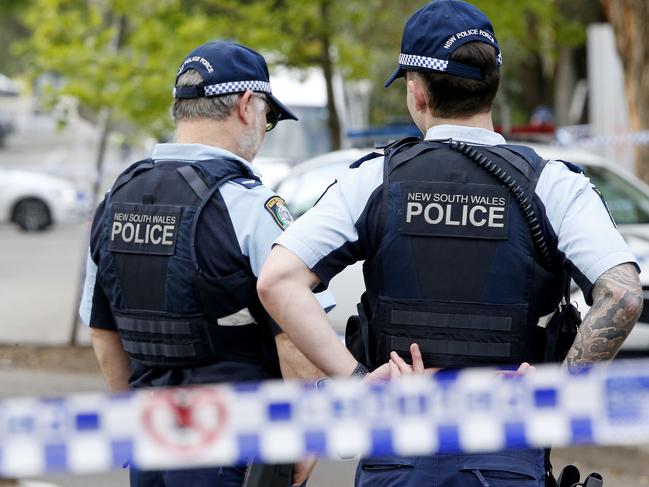 SYDNEY, AUSTRALIA - NewsWire Photos OCTOBER 4, 2024: Police on the scene in Lane Street , Wentworthville, where Police discharged their firearms , shooting two men in a stolen car that allegedly charged at Police from a carpark under an apartment block.  Picture: NewsWire / John Appleyard