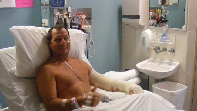 Shark attack victim Dave Pearson recovering in hospital.