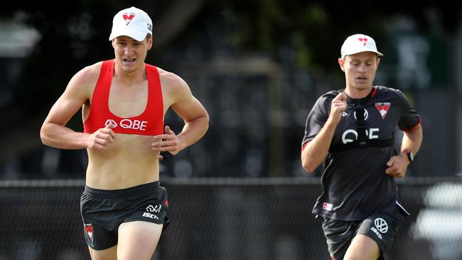 Jordan Dawson won the 2km time trial on the first day the entire Swans squad gathered for pre-season. Picture: Phil Hillyard