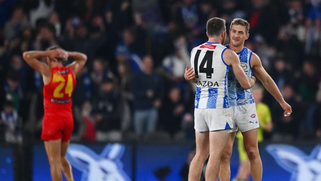 Gold Coast’s shock loss to North Melbourne continued a run of eight away defeats this season. Picture: Morgan Hancock/AFL Photos/via Getty Images