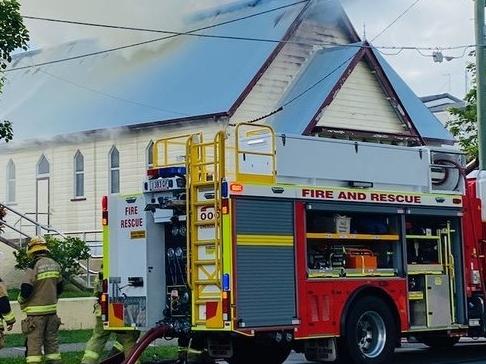 Structure fire on the grounds of St John's Presbyterian Church, King Street, Annerley, Friday, January 1, 2021 Picture Supplied