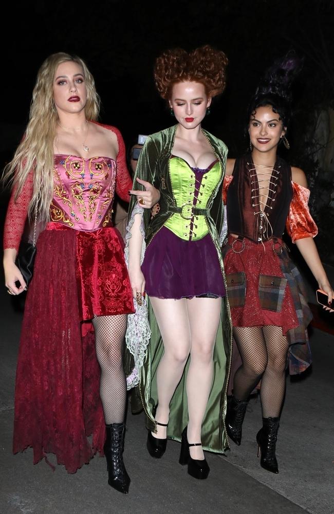 Lili Reinhart, Camila Mendes, and Madelaine Petch make a cute Hocus Pocus trio. Picture: VEGAN / BACKGRID