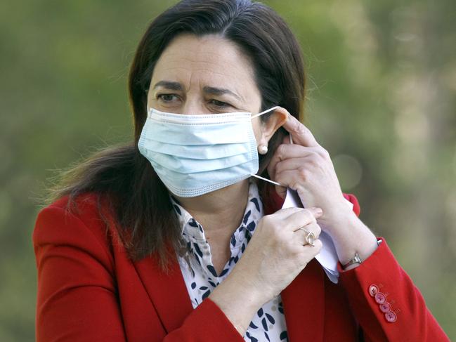 Queensland Premier Annastacia Palaszczuk during a press conference. Picture: NCA NewsWire/Tertius Pickard