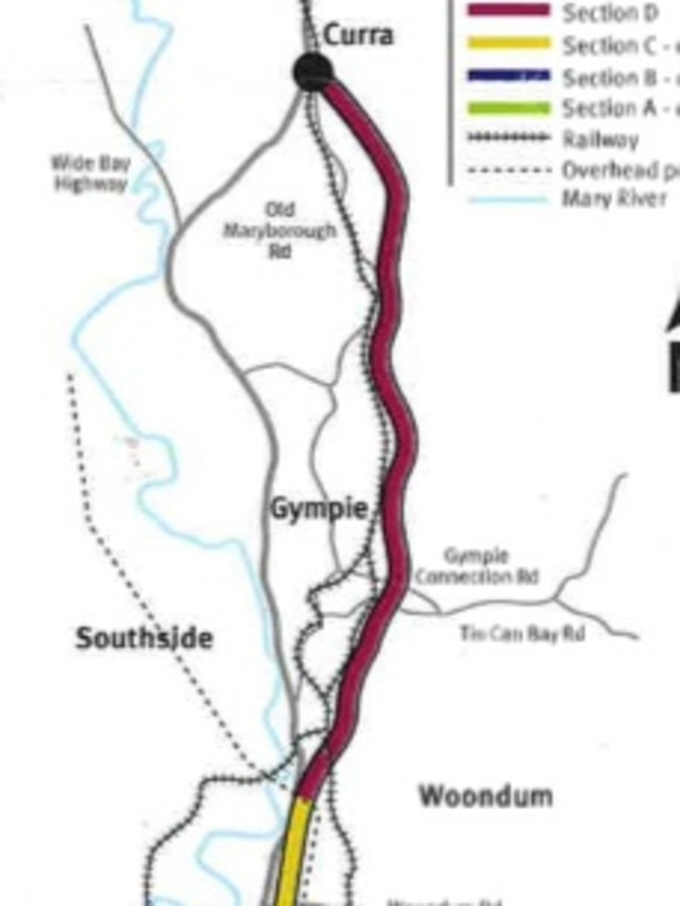 Map of the Gympie Bypass route.