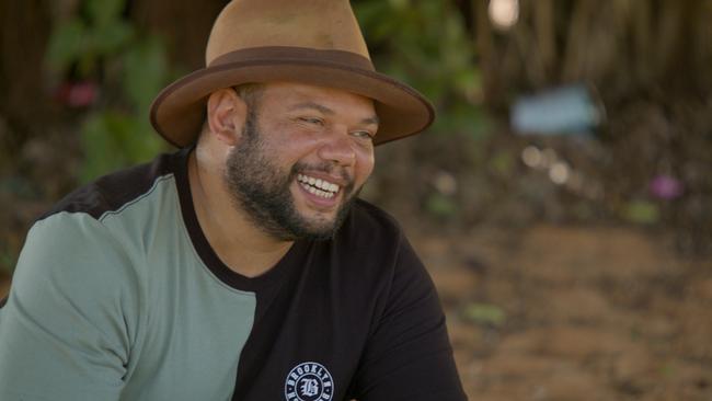 Justin Grant speaking with elders at Yirrkala, East Arnhem June 2023, in a scene from Our Voice, Our Heart