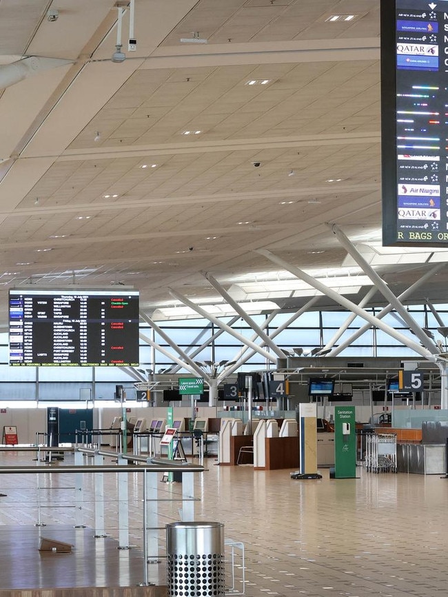 An empty Brisbane International Airport.