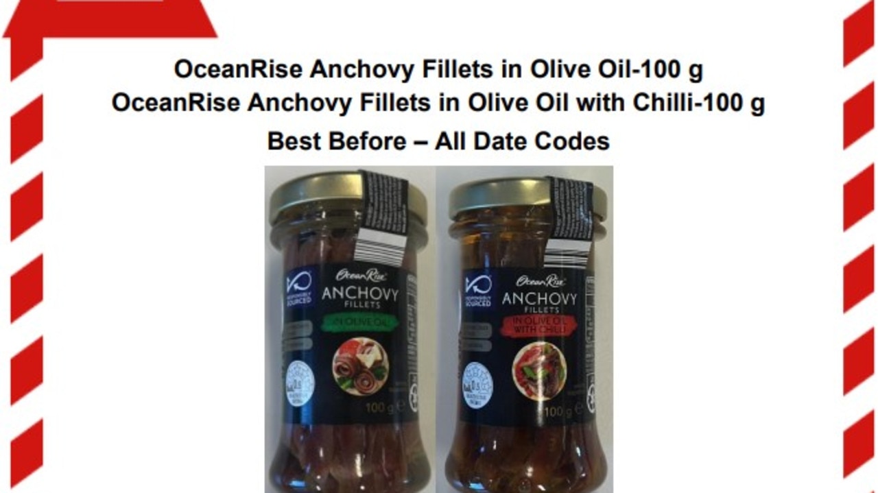 OceanRise anchovy fillets have been recalled from Aldi stores across the country. Picture: Food Standards Australia