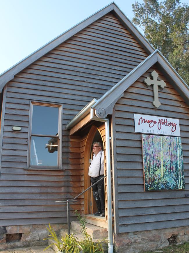 Peter and Vanessa Williams have restored Mogo’s church on the hill. Picture: Emily Kowal