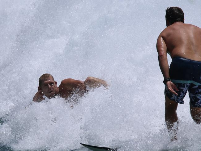 GOLD COAST BULLETIN ONE TIME USE ONLY. Amateur Tweed photographer John Mulhearn took these shots of surf champion Mick Fanning having a ball at Coolangatta on 16/01/2018. MUST CREDIT: John Mulhearn/@crystal_cylinder.