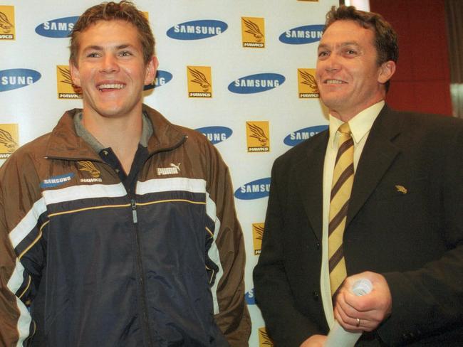 Luke Hodge and Peter Schwab at the AFL draft.