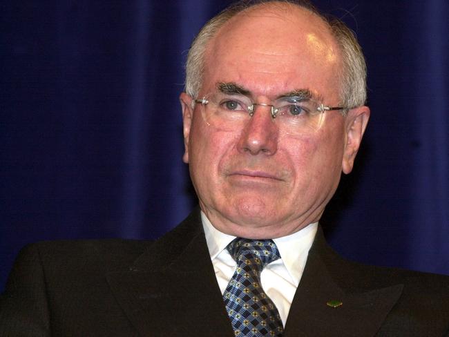 Melbourne, August 31, 2001.  A pensive Prime Minister John Howard showing signs of stress from the on-going Tampa Crisis off Christmas Island. The Prime Minister was attending the launch of a book of the history of the Liberal Party in Australia. (AAP Image/Julian Smith) NO ARCHIVING