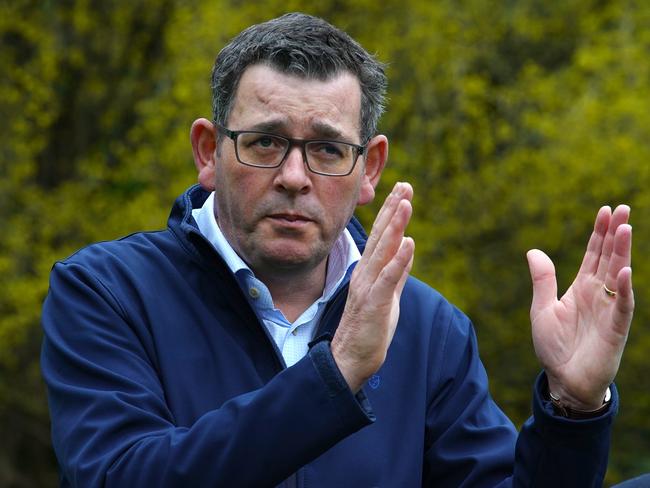 MELBOURNE AUSTRALIA - NewsWire Photos AUGUST 19, 2023:  Premier Daniel Andrews and Treasurer Tim Pallas give a press conference after it is announced that Victoria to pay $380m in Commonwealth Games compensation, Picture: NCA NewsWire / Luis Enrique Ascui