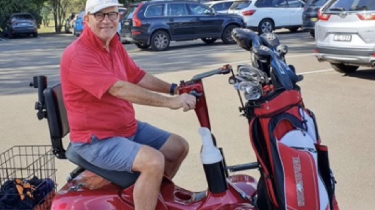 John Stanley has taken to a mobility scooter to get around Massey Park golf course.