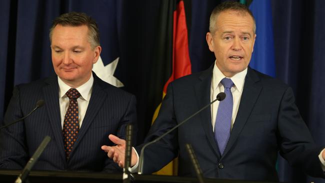 Opposition Leader Bill Shorten, right, with Chris Bowen. Picture: Kym Smith