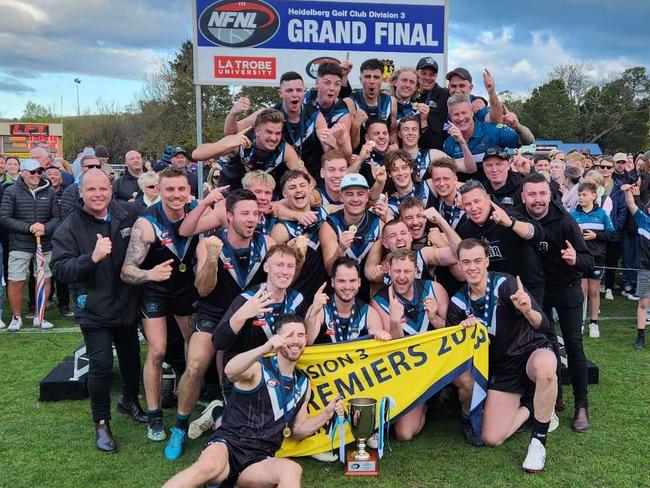 Laurimar celebrates its premiership. Picture: Ben Higgins