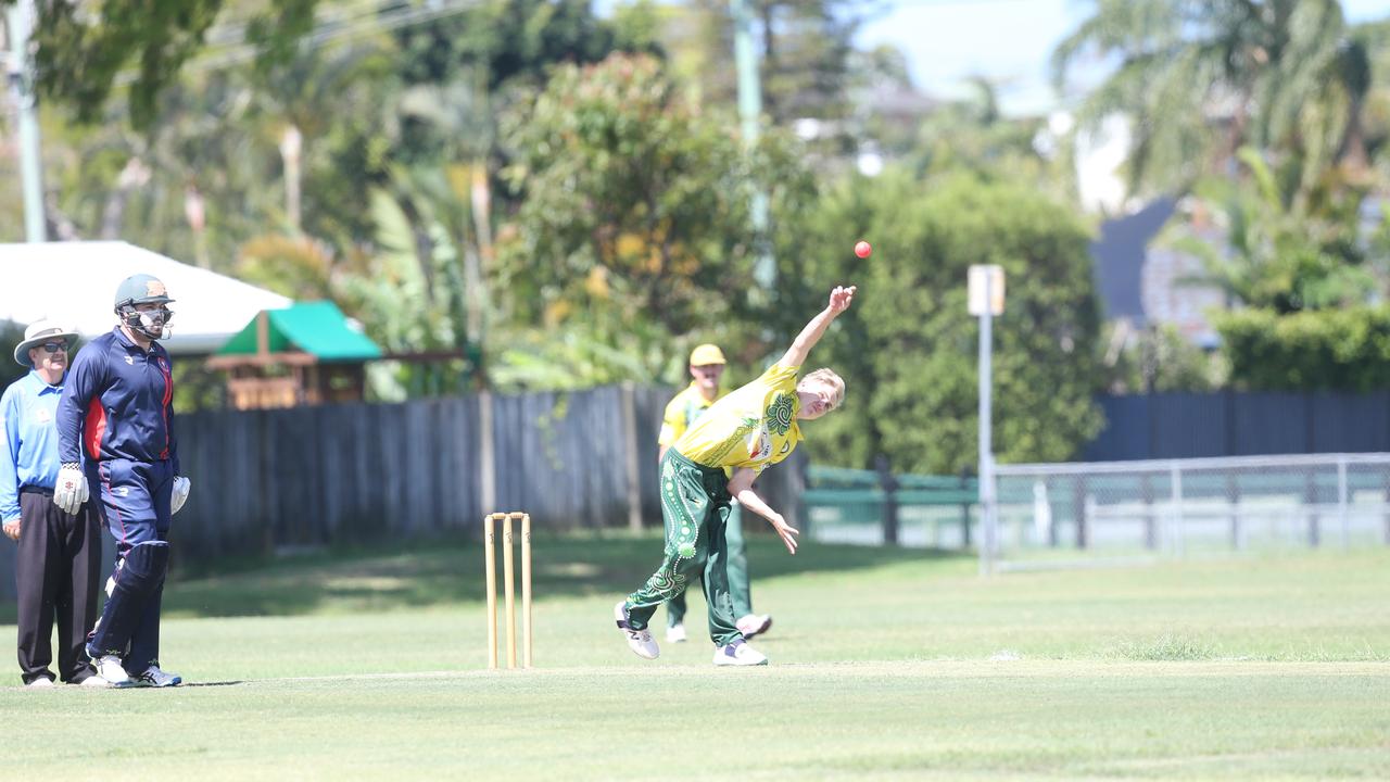 Ellis McCarthy in full stride playing Coast club cricket. Picture: Richard Gosling