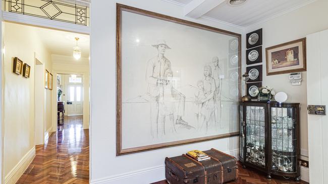 Adorning the dining room wall is a mural dating back to 1963 drawn by famous Australian artist Russell Drysdale.