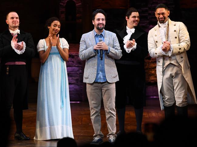 Lin-Manuel Miranda with the Hamilton cast.