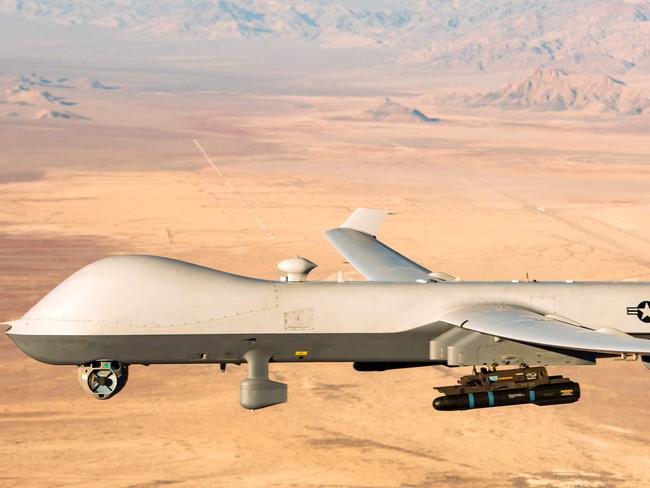 (FILES) In this file photo taken on November 07, 2020 This handout photo courtesy of the US Air Force obtained on November 7, 2020 shows an MQ-9 Reaper unmanned aerial vehicle (UAV or drone) flying over the Nevada Test and Training Range on January 14, 2020. - The United States on Tuesday condemned a Russian jet's "reckless" collision with one of its drone over the Black Sea that led to the destruction of the American aircraft. (Photo by William ROSADO / US AIR FORCE / AFP) / XGTY / RESTRICTED TO EDITORIAL USE - MANDATORY CREDIT "AFP PHOTO /US AIR FORCE" - NO MARKETING - NO ADVERTISING CAMPAIGNS - DISTRIBUTED AS A SERVICE TO CLIENTS